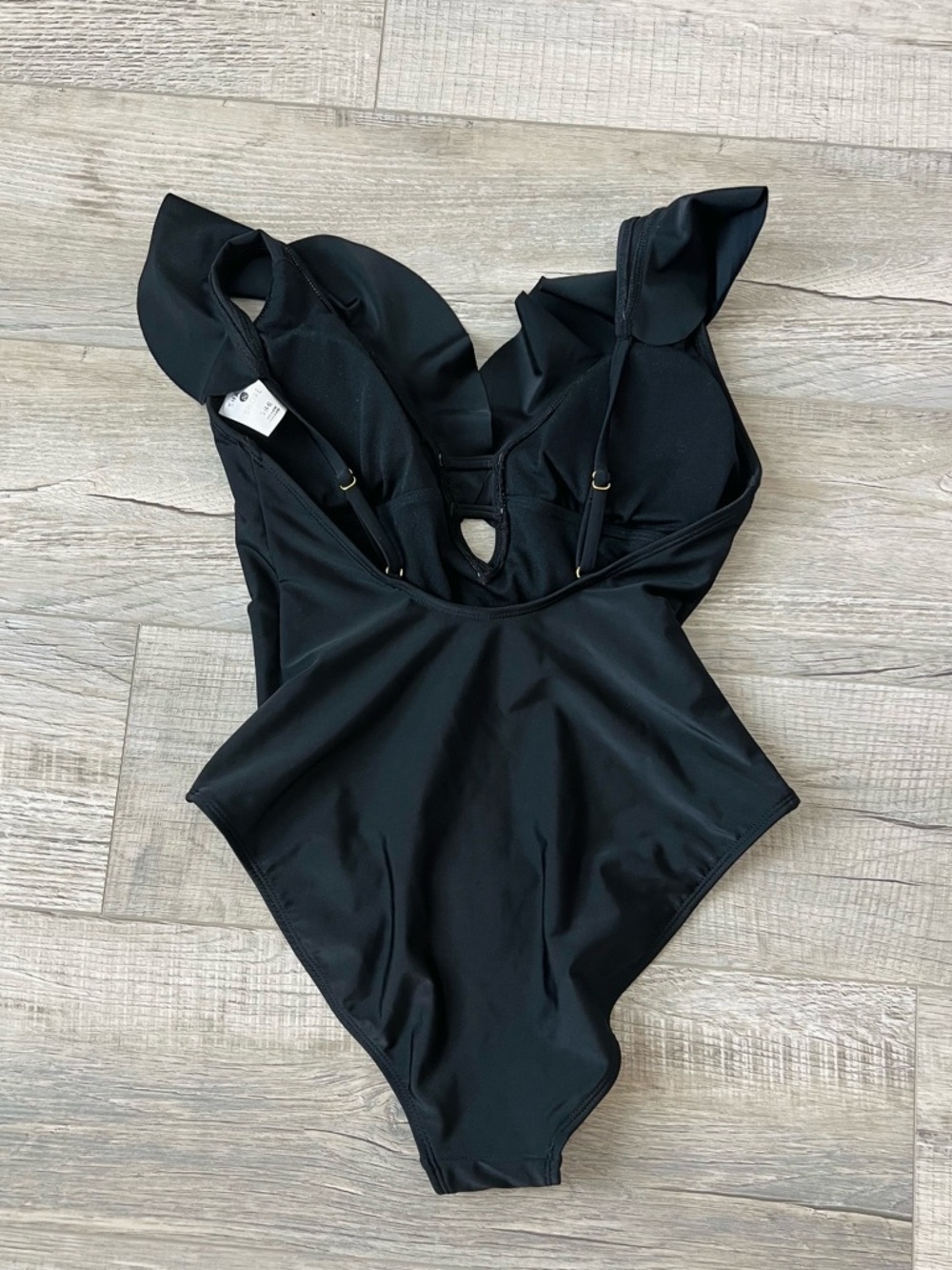 Shade & Shore Black Ruffle-Strap One-Piece Swimsuit - Picture 2 of 4